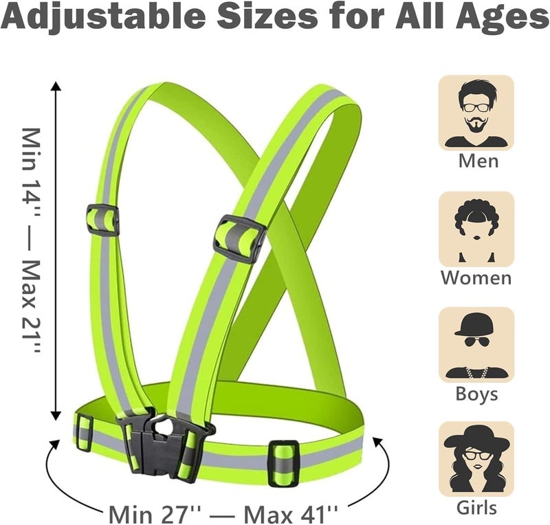 YUNLOVXEE Reflective Strap Safety Vest Gear - 2-10 Pack Adjustable High Visible Reflective Running Gear for Women Men Night - Image 5